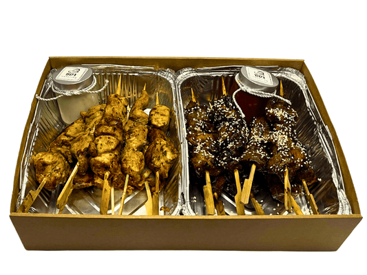 Grill Master Box: Chicken & Teriyaki Pork Skewers - Box Catering