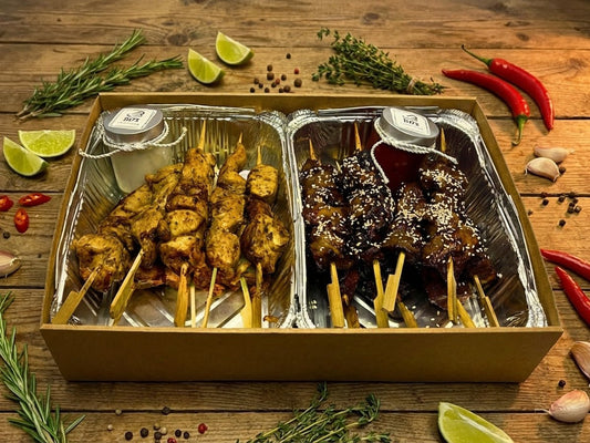 Grill Master Box: Chicken & Teriyaki Pork Skewers - Box Catering