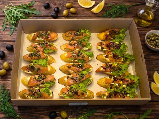 Bruschetta Box with salmon and capers